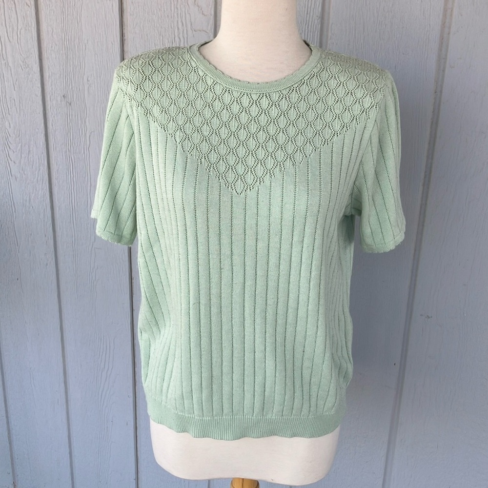 Alfred Dunner Light Green Textured Women's Blouse